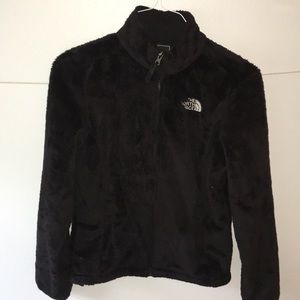 Black North Face furry fleece full zip jacket